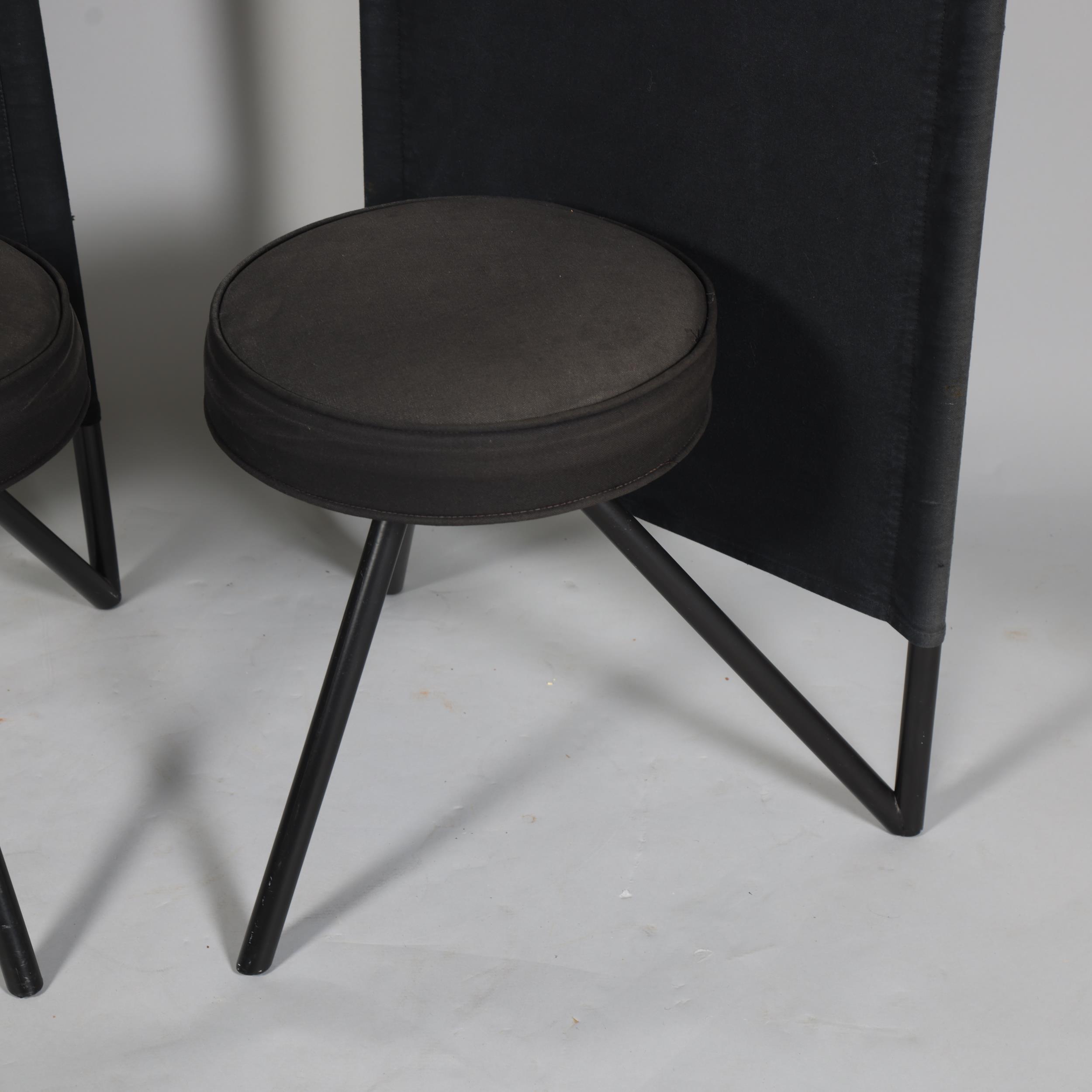 PHILIPPE STARCK for Disform, a pair of 1980s' Miss Wirt chairs, black cotton upholstery on black - Image 2 of 3