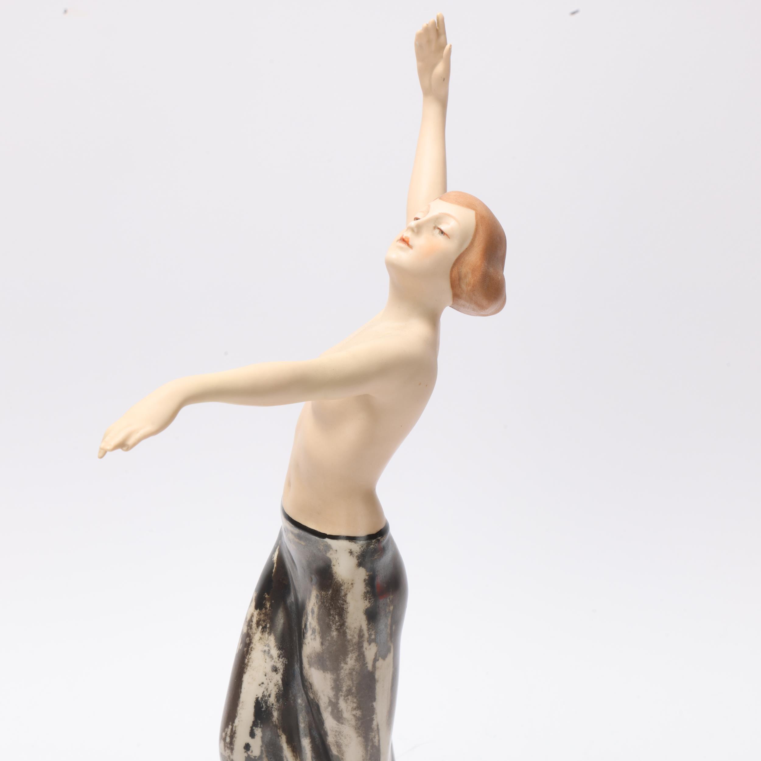 Royal Dux porcelain erotic dancer, height 31cm Good condition, silvering on skirt high points is - Image 2 of 3