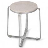 A 1930s' Art Deco Alpax chrome steel stool with cork and aluminium seat, height 41cm Possible