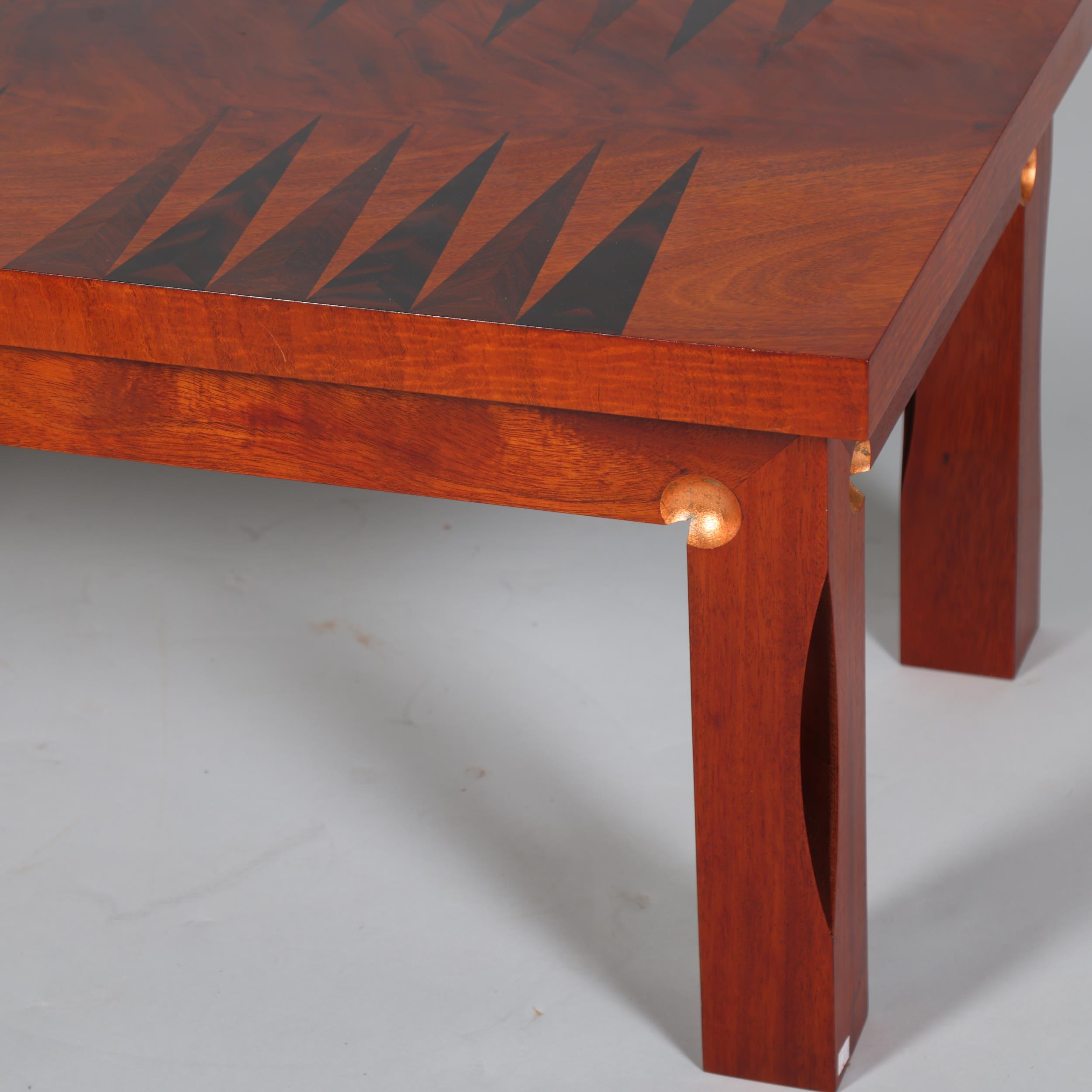 MARK BEVERTON, a contemporary craftsman made coffee table with inlaid backgammon board, with - Image 2 of 3