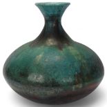 MYRA WISHART, a large raku studio pottery vase, with turquoise and lustre glaze, label and makers