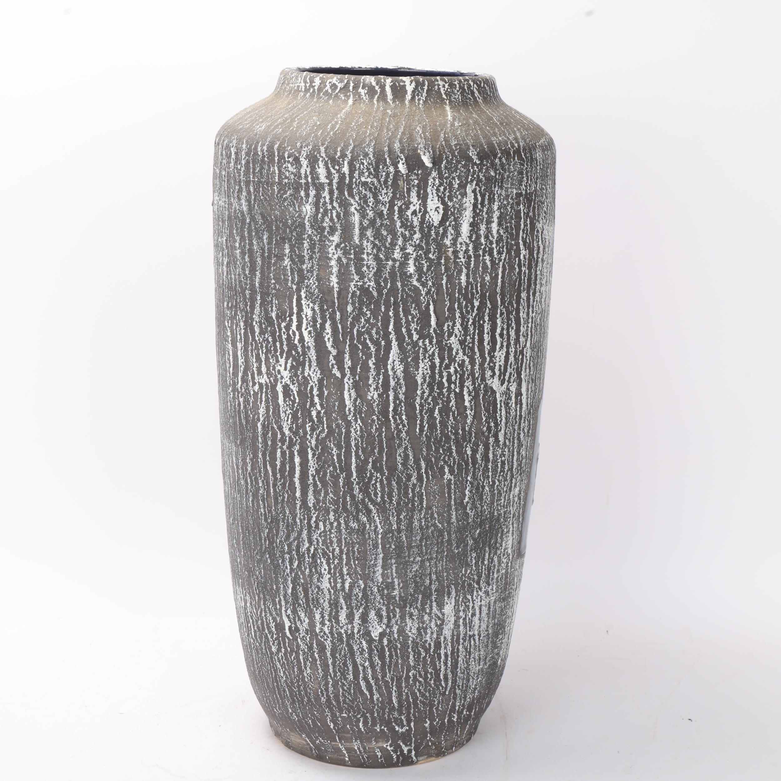 A mid 20th century West German floor standing lava vase, with glazed boat decoration, numbered to - Image 2 of 3