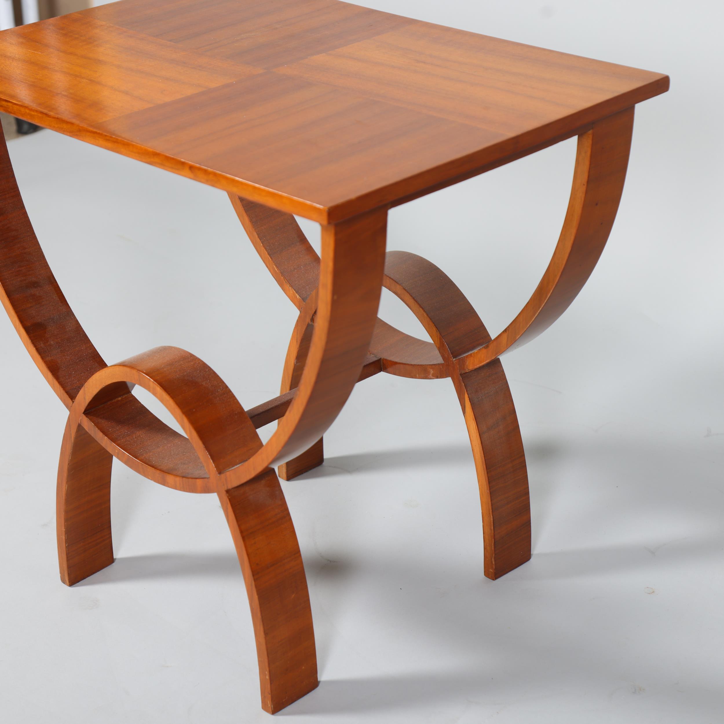 Art Deco walnut rectangular occasional table, with quarter veneer top, 58cm x 41cm, height 53cm - Image 3 of 3
