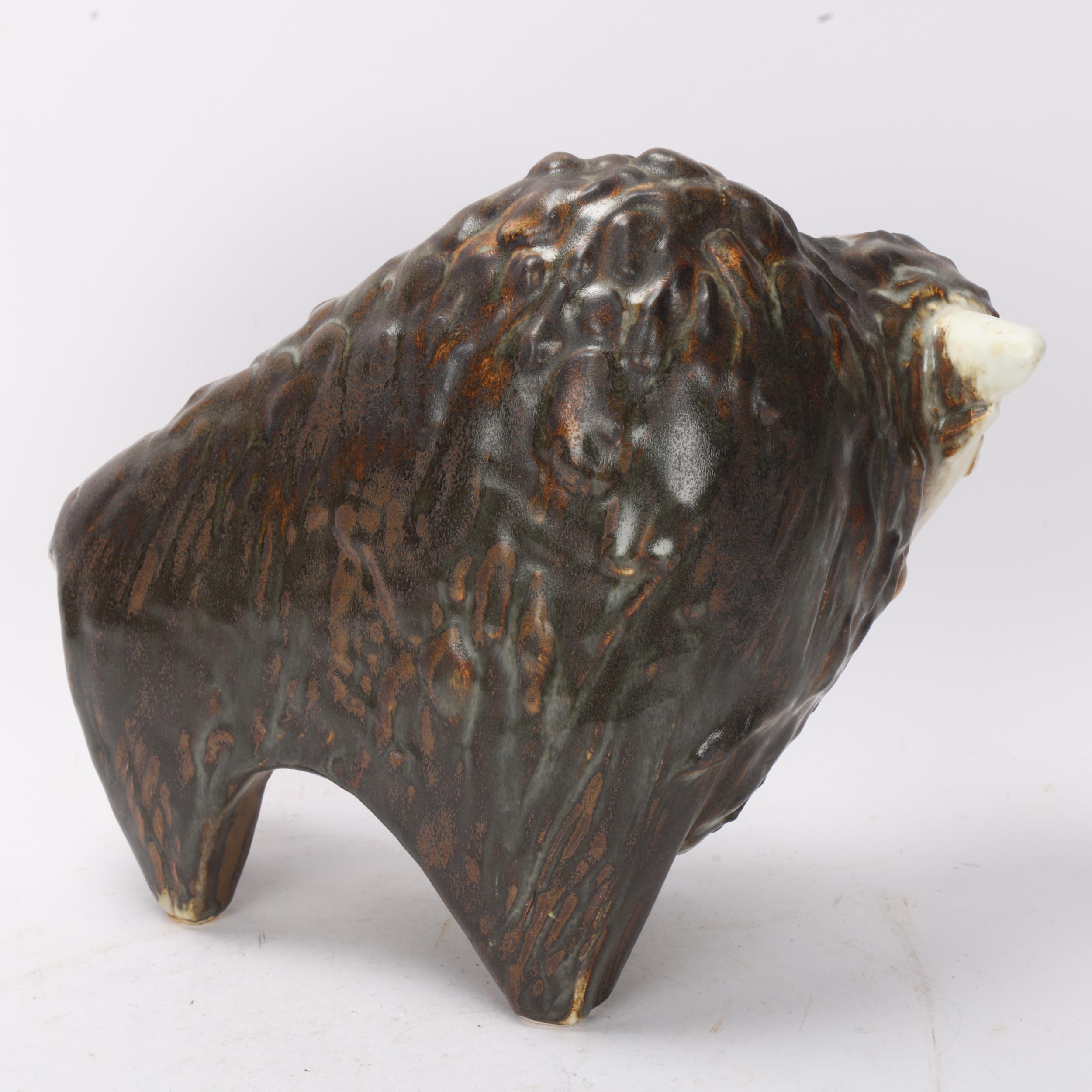 TAISTO KAASINEN for Arabia Finland, a large stoneware figure of a Bison, designed 1960’s, signed - Image 2 of 3