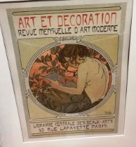 French Art Nouveau lithograph advertising print circa 1902, by Mucha, image 37cm x 23cm, overall
