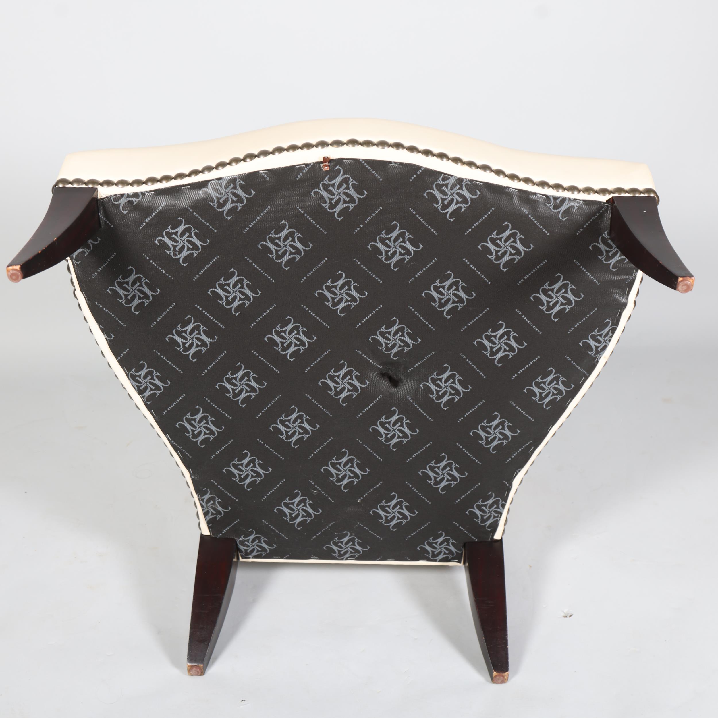 A Christopher Guy salon chair, white studded leather upholstery with silk-cut back to reveal red - Image 4 of 5