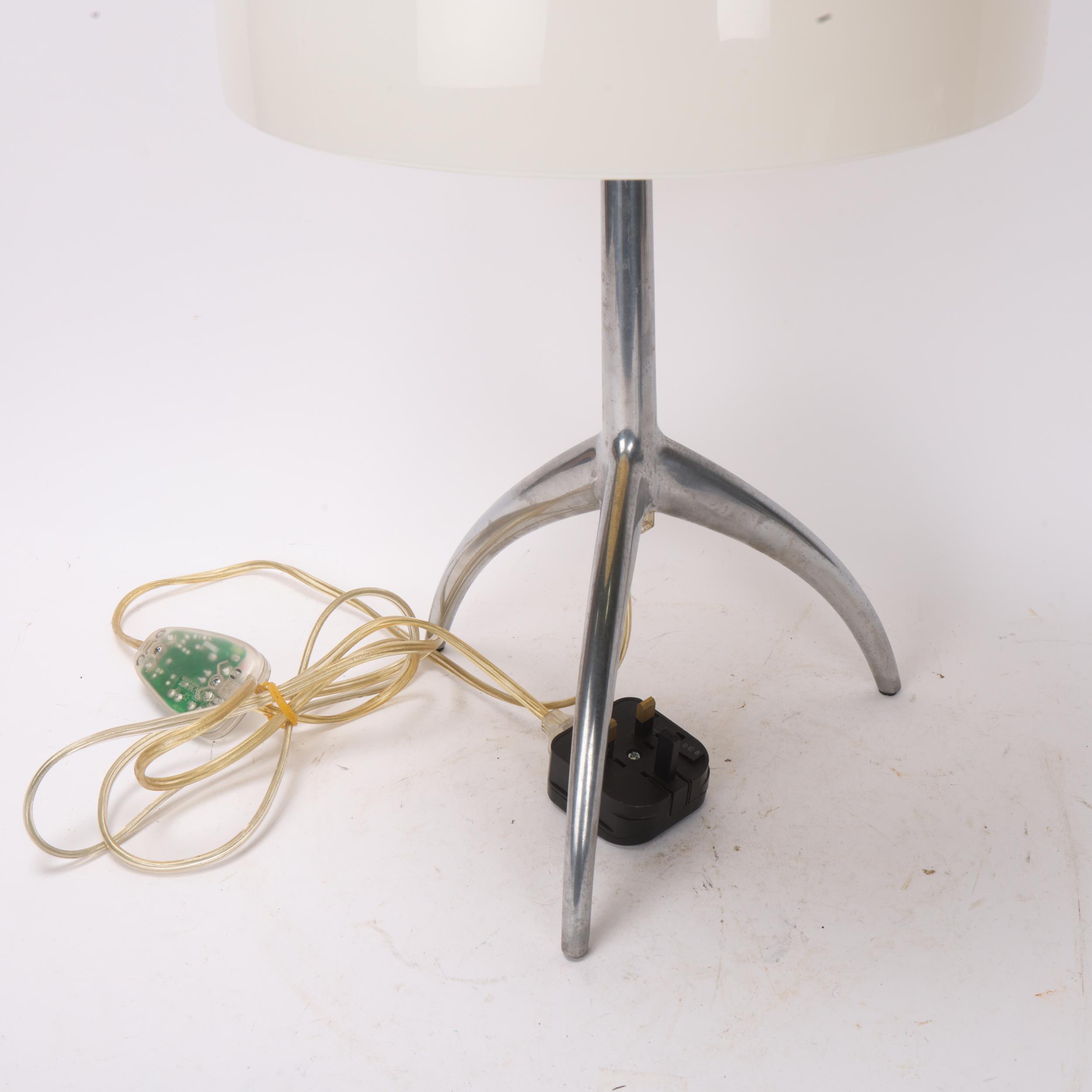 A Foscarini "Lumiere" table lamp, polished steel base and white glass shade, with dimmer switch, - Bild 2 aus 3