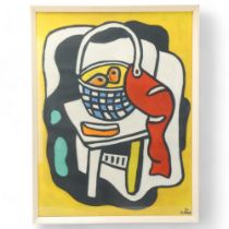 After Fernand Leger, a 1960's print of "the Blue Basket" 1949, 63 x 48cm, framed Good condition