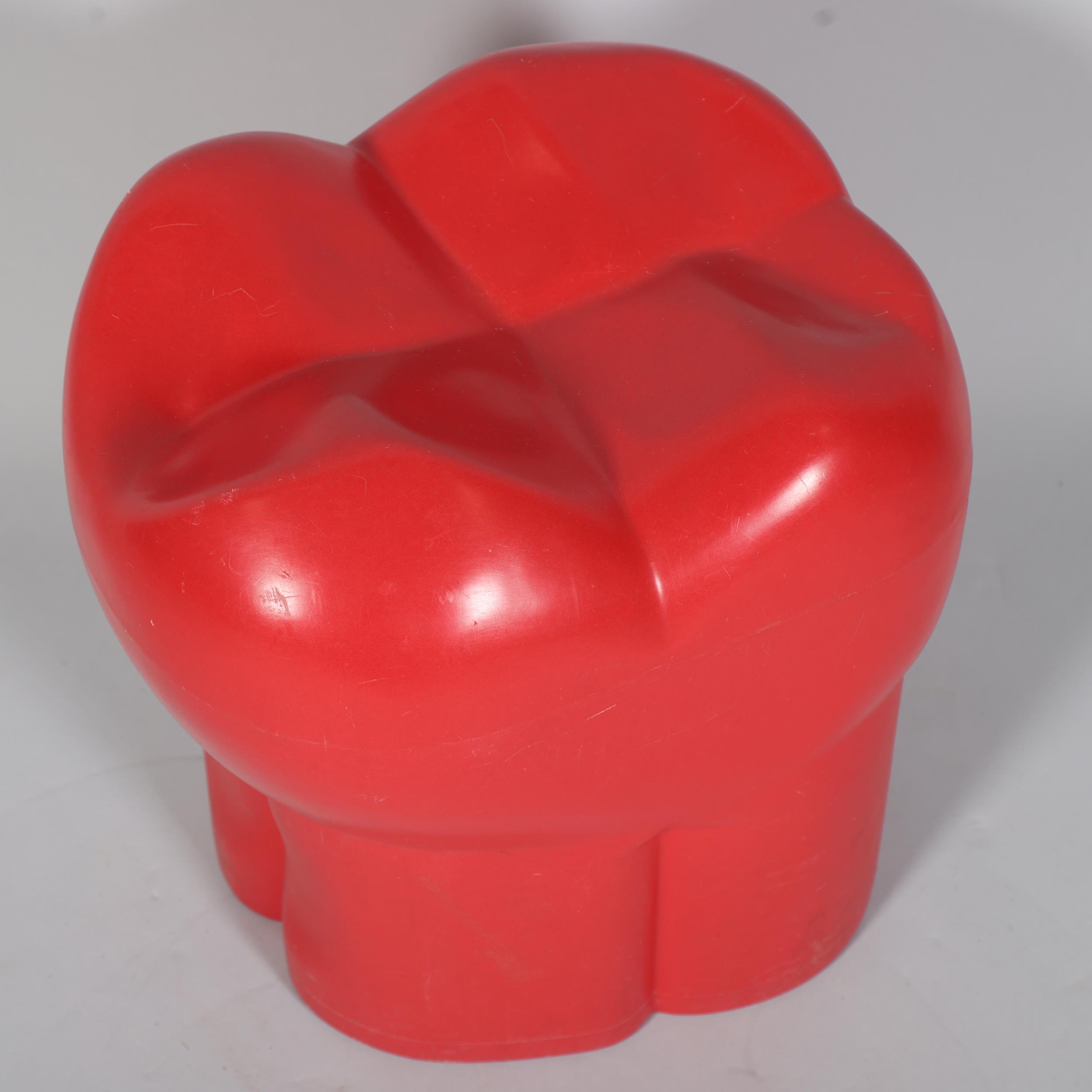 A red plastic stool in the form of a molar or tooth, possibly from a dentist’s waiting room, with - Image 2 of 3
