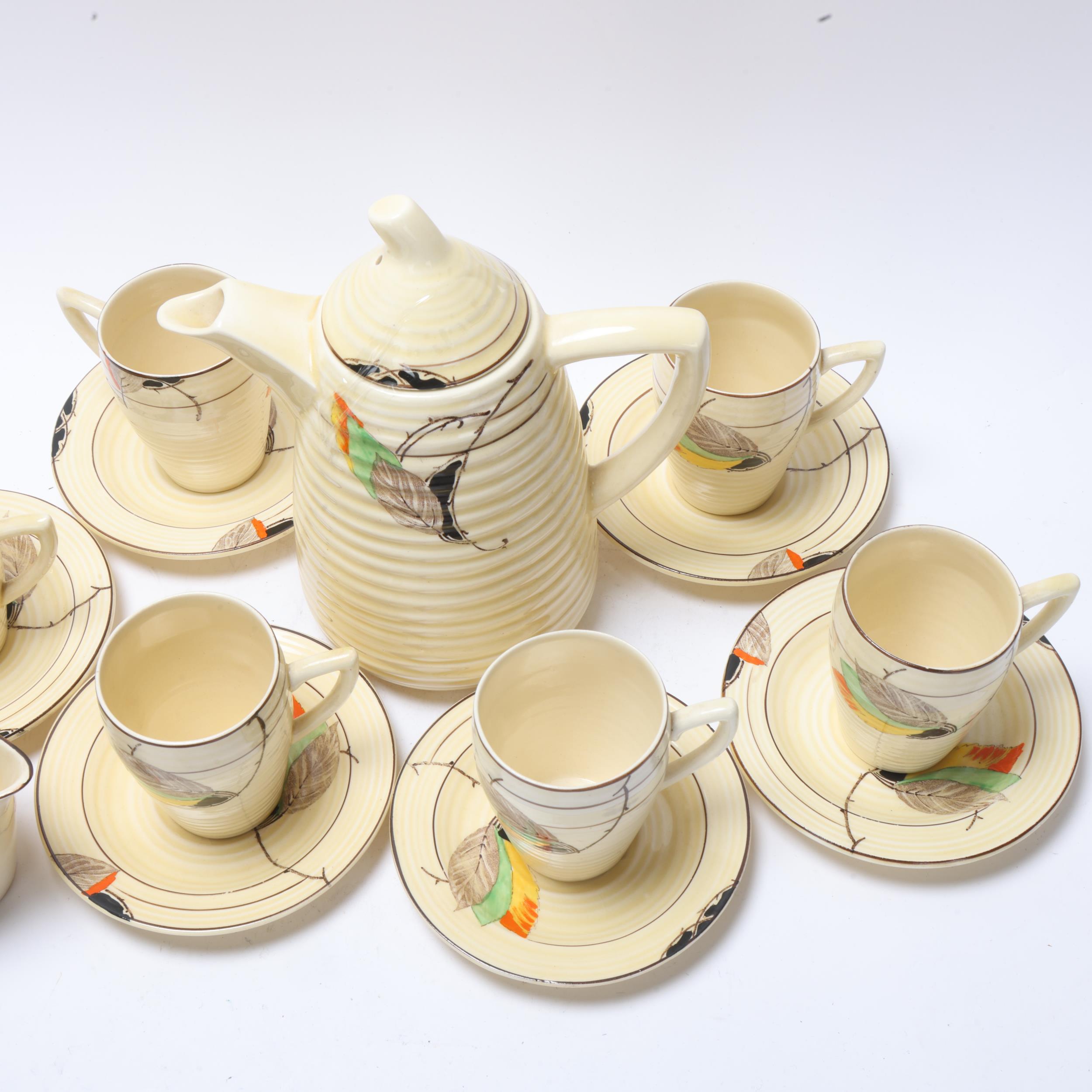 Royal Staffordshire pottery Honeyglaze coffee service for 6 people, coffee pot height 18cm All in - Image 2 of 3