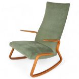 GORDAN GRAY, a unique mid-century rocking chair with one piece arm and rocker in bent laminated