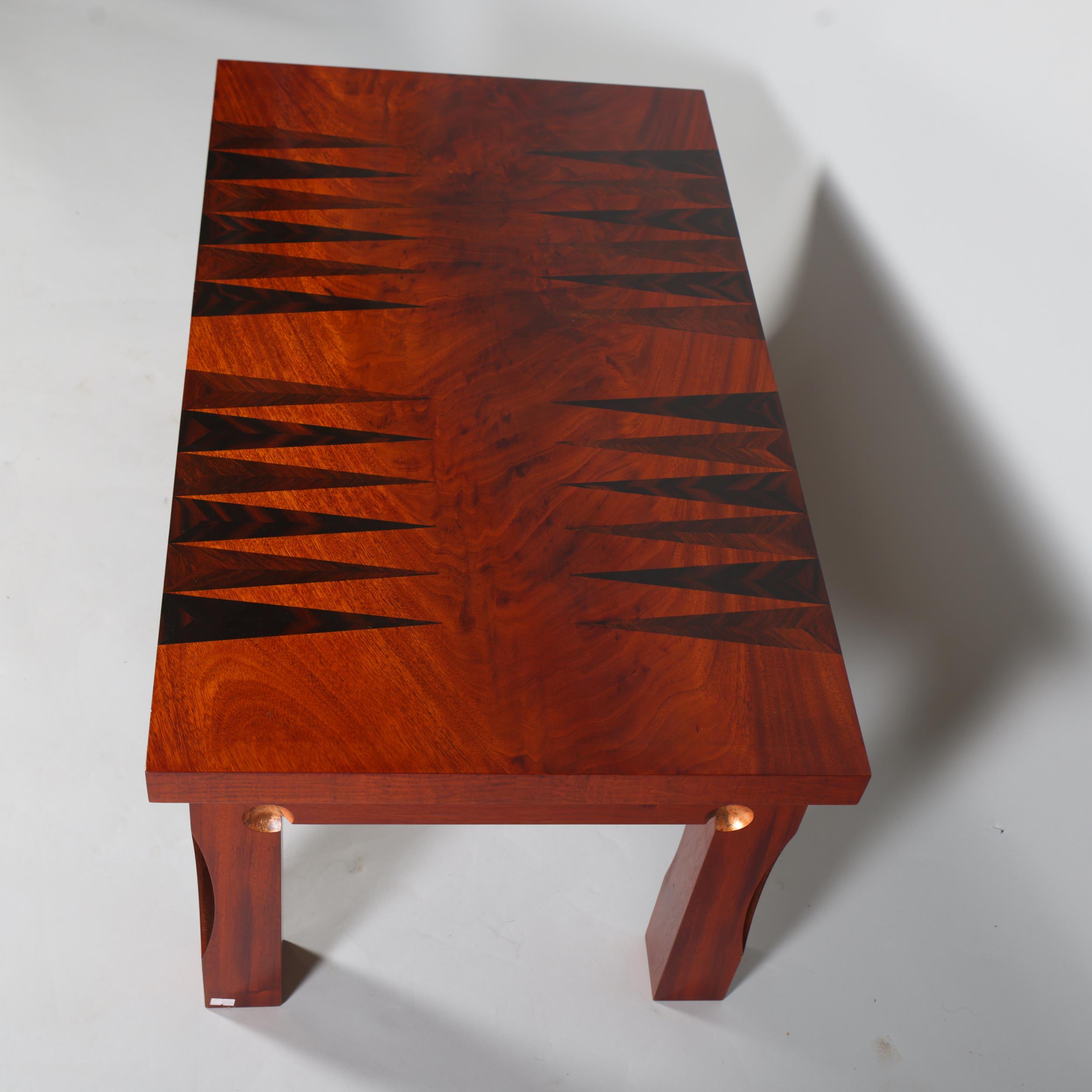 MARK BEVERTON, a contemporary craftsman made coffee table with inlaid backgammon board, with - Image 3 of 3