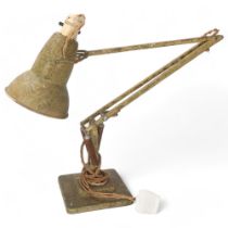 A Herbert Terry Anglepoise lamp, original mottled paintwork, with two-step base, makers stamp,