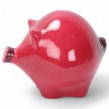 A Baldelli, Italy ceramic piggybank with red/burgundy glaze, factory mark to base, height 17.5cm