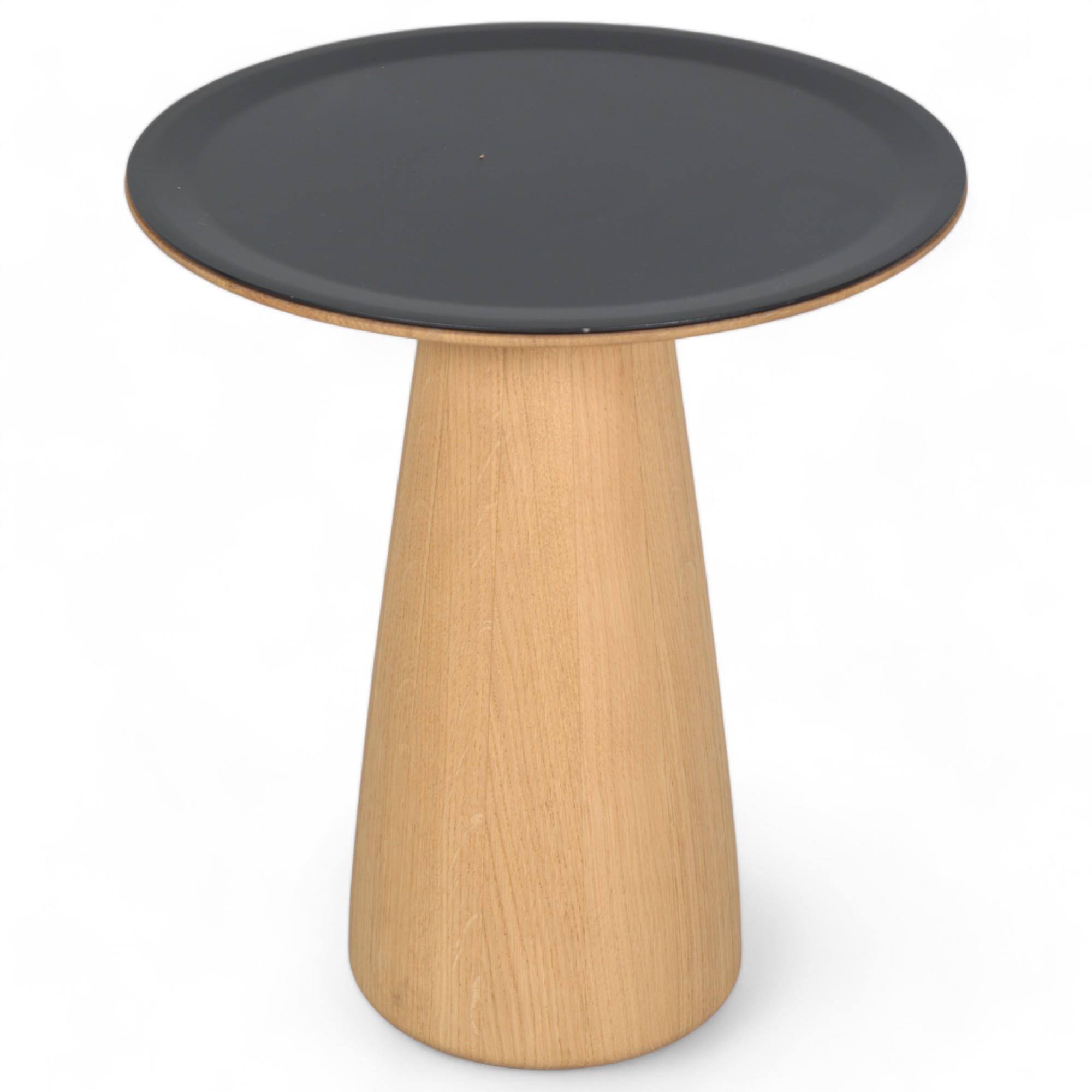 Walter Knoll, a Norman Foster 620 side table, the metal top on wooden tulip base, current RRP ca £