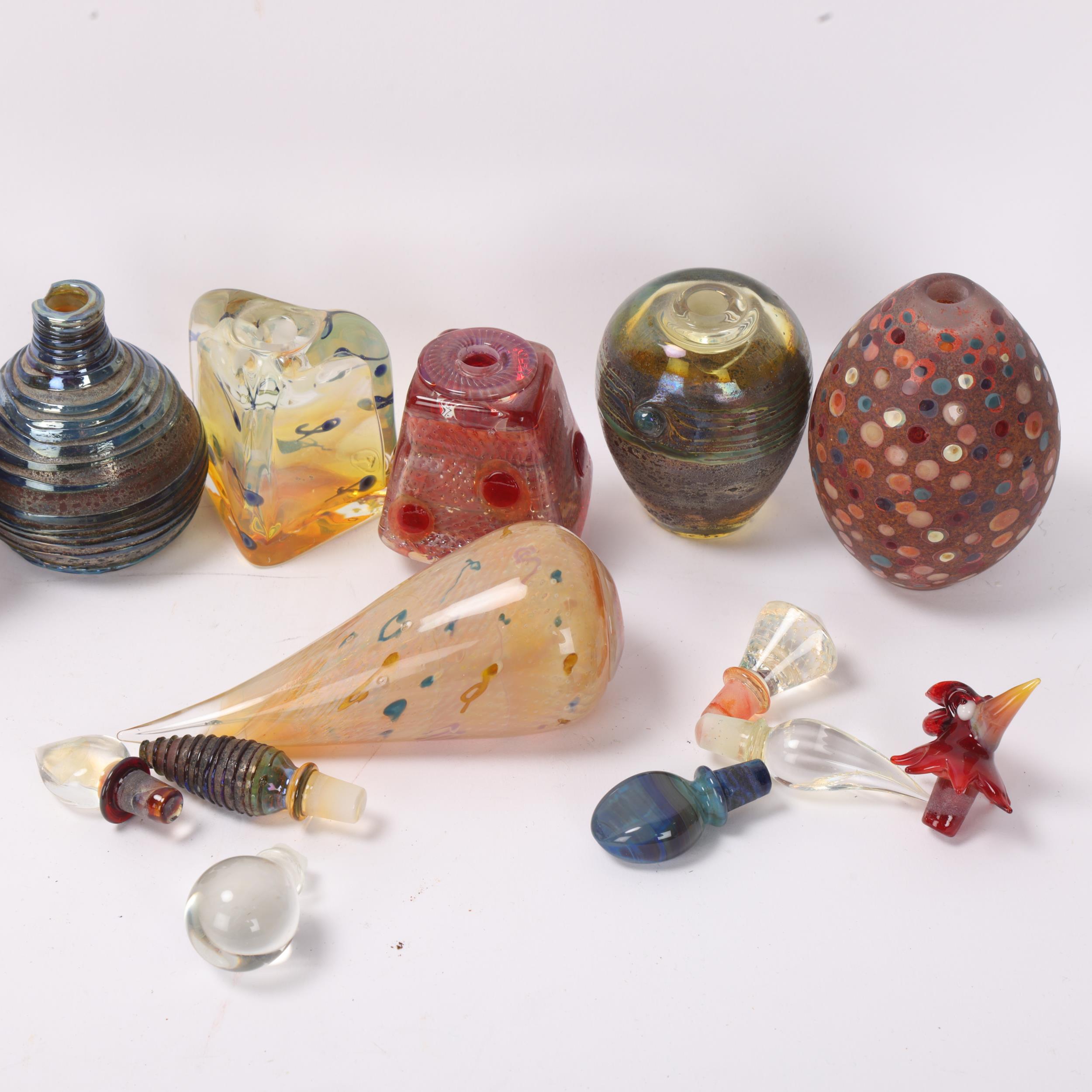 RICHARD CLEMENTS studio glass, 7 scent bottles with stoppers, most with gallery labels to base, - Image 2 of 3