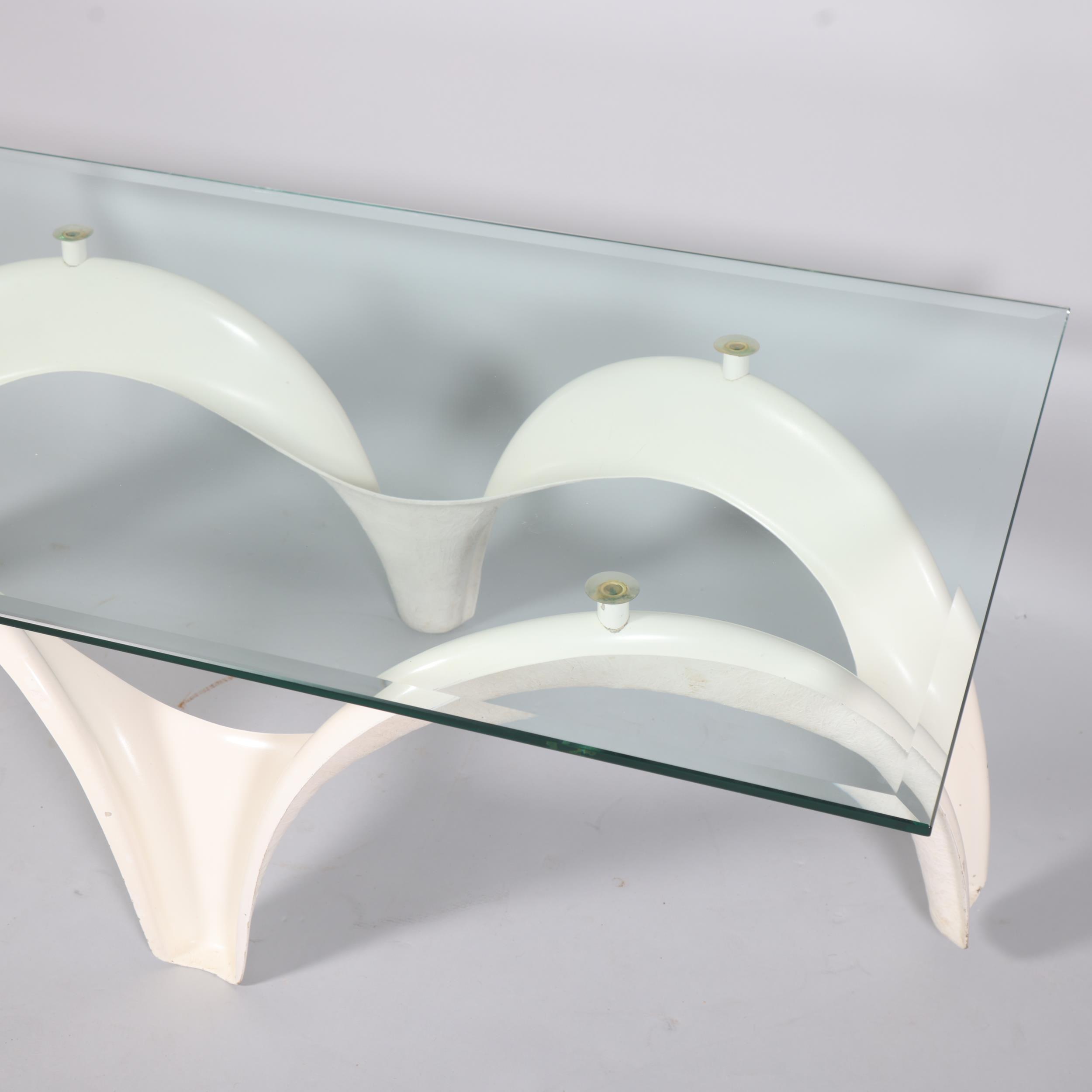 France & Son, a Danish mid-century coffee table with fibreglass base and rectangular glass top by - Image 2 of 3