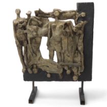 JACQUE VERASI (1946-2004), a 1970's scuplture, resin/concrete with metal base, signed on reverse,