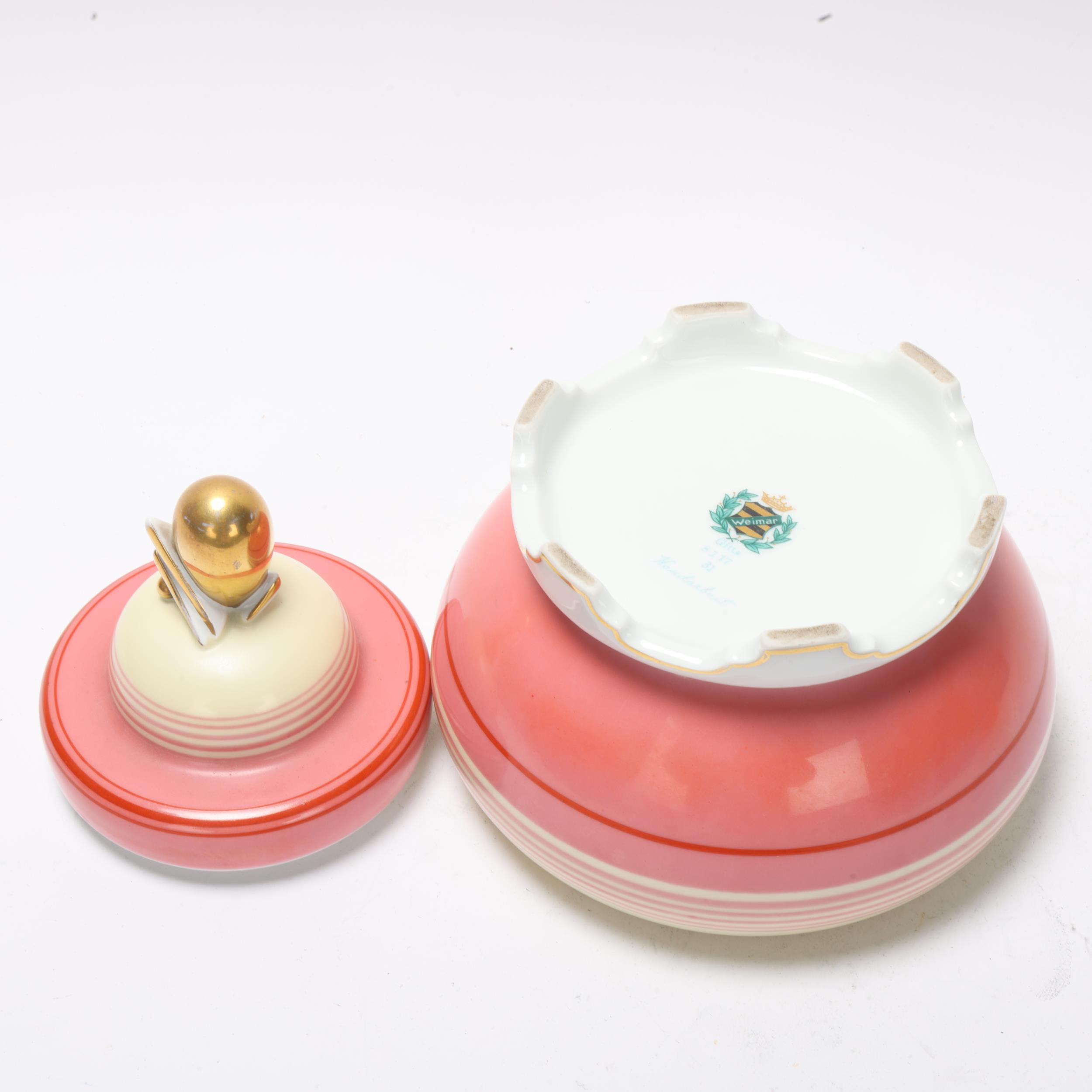 Weimar Art Deco porcelain circular box and cover, diameter 14cm Lid has several very small chips - Image 2 of 3