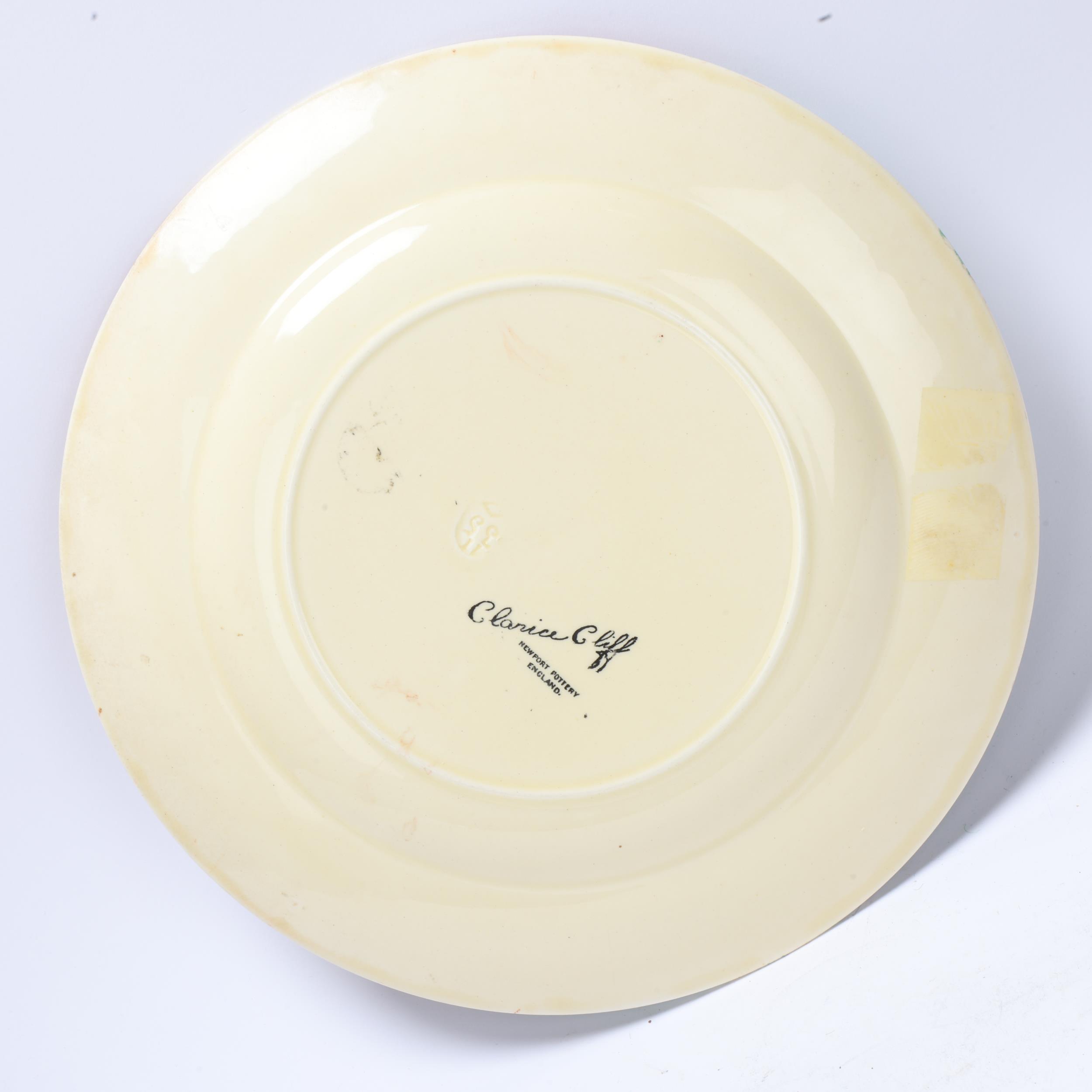 Clarice Cliff Forest Glen pattern plate, circa 1935, diameter 25.5cm, impressed date marks Good - Image 3 of 3