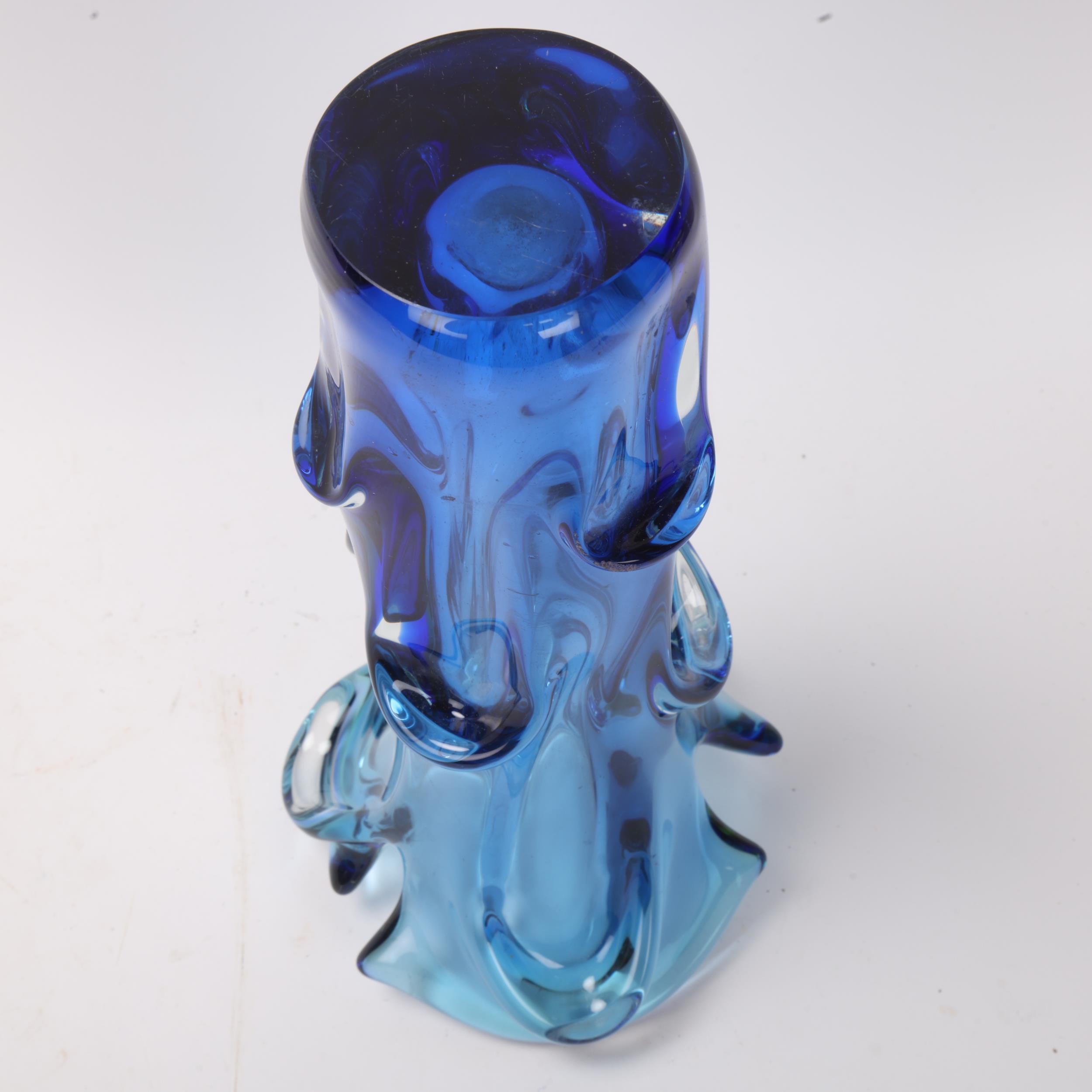 JAN BARANEK, Czech, hand blown blue glass vase, unsigned, height 30cm Some internal residue at base, - Image 3 of 3