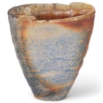 MARTIN MCWILLIAM, (b.1957-), a hand-built stoneware vase, blue wood fired glaze, makers