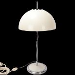 A mid century adjustable table lamp, with acrylic shade on chrome stem and base, height 58cm