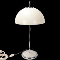 A mid century adjustable table lamp, with acrylic shade on chrome stem and base, height 58cm