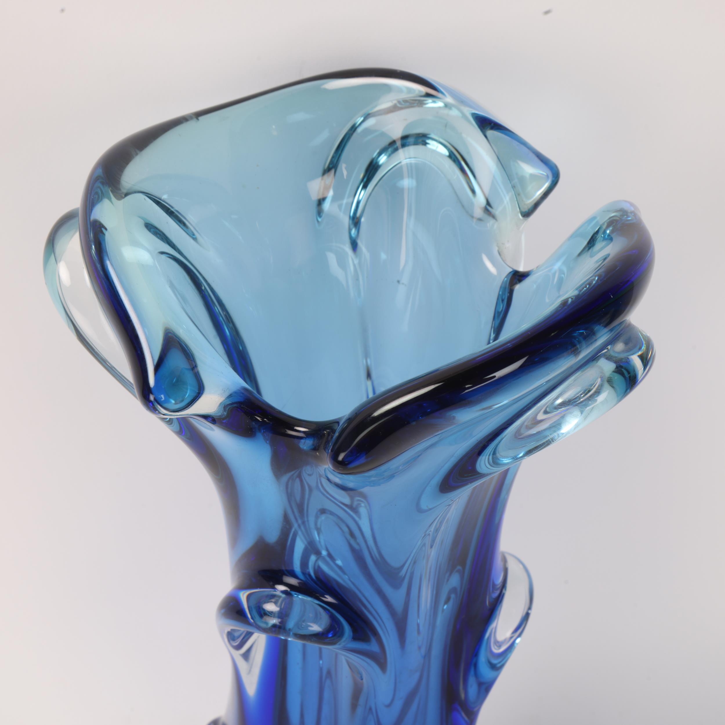 JAN BARANEK, Czech, hand blown blue glass vase, unsigned, height 30cm Some internal residue at base, - Image 2 of 3