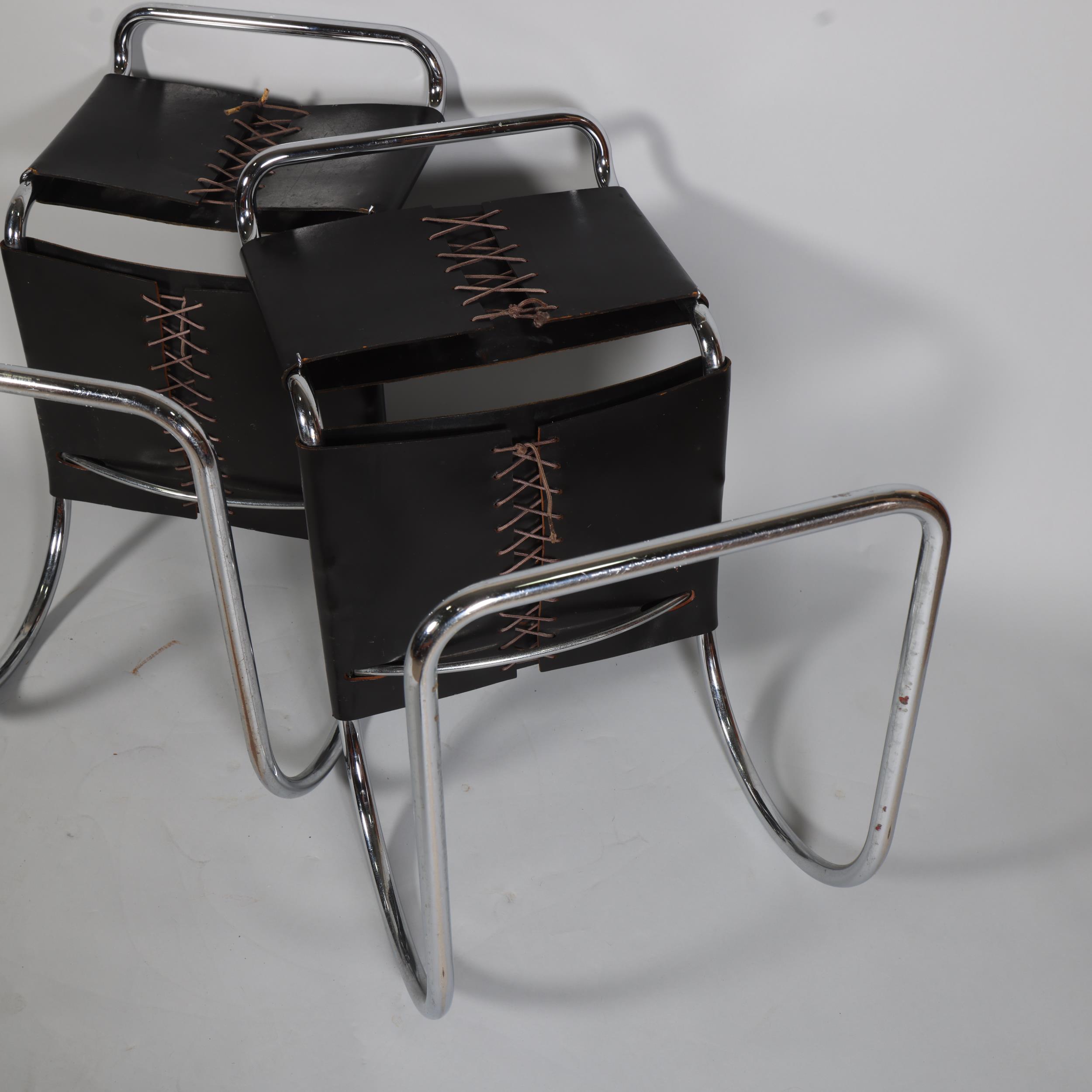 MIES VAN DER ROHE for KNOLL - an early pair of MR10 cantilever tubular steel side chairs with - Image 5 of 5