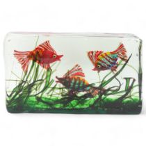 Attributed RICARDO LICATA for Cenedesi (Murano), a large glass Aquarium block with 3