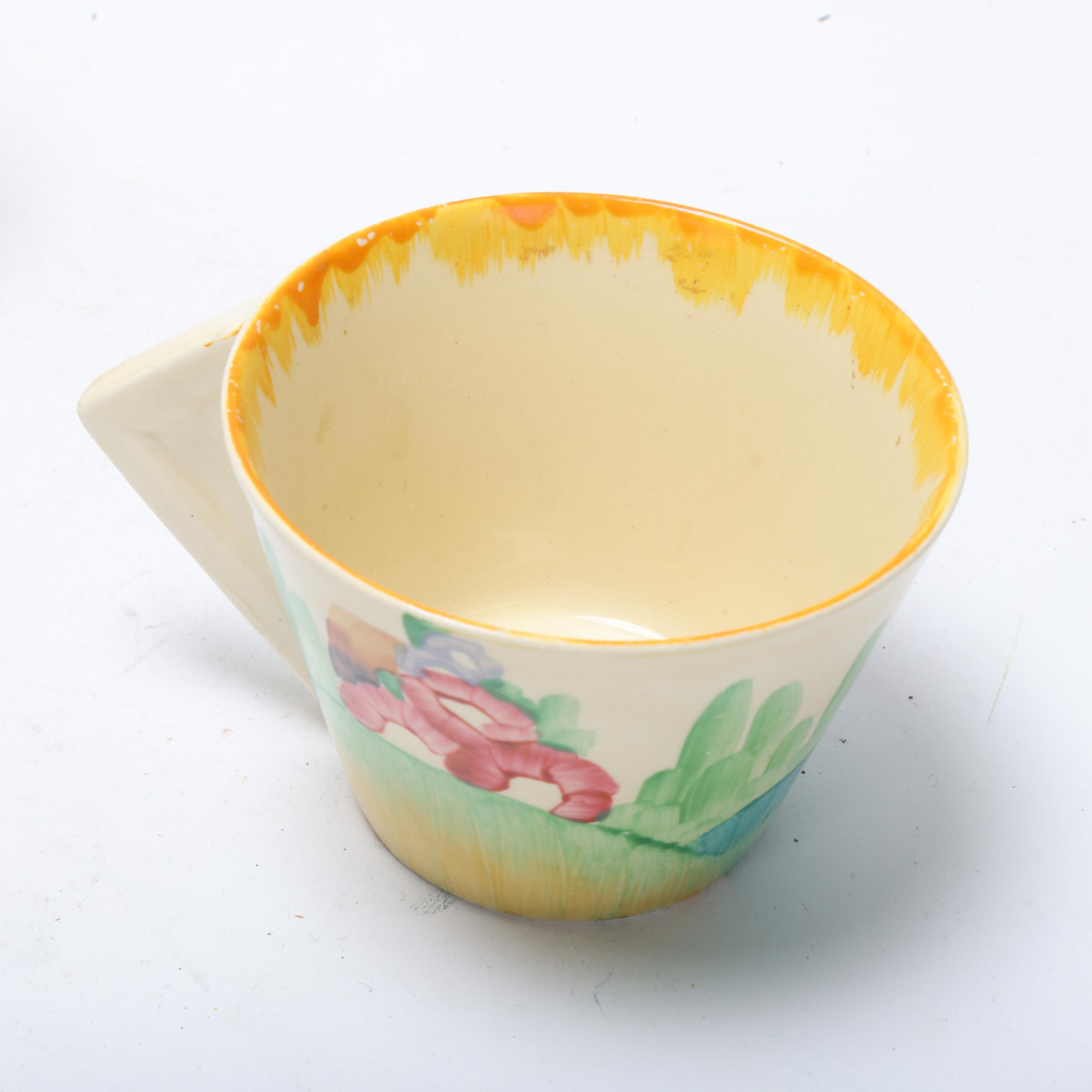 Clarice Cliff Bizarre Viscaria pattern teacup and saucer, saucer diameter 15cm No chips cracks or - Image 3 of 3