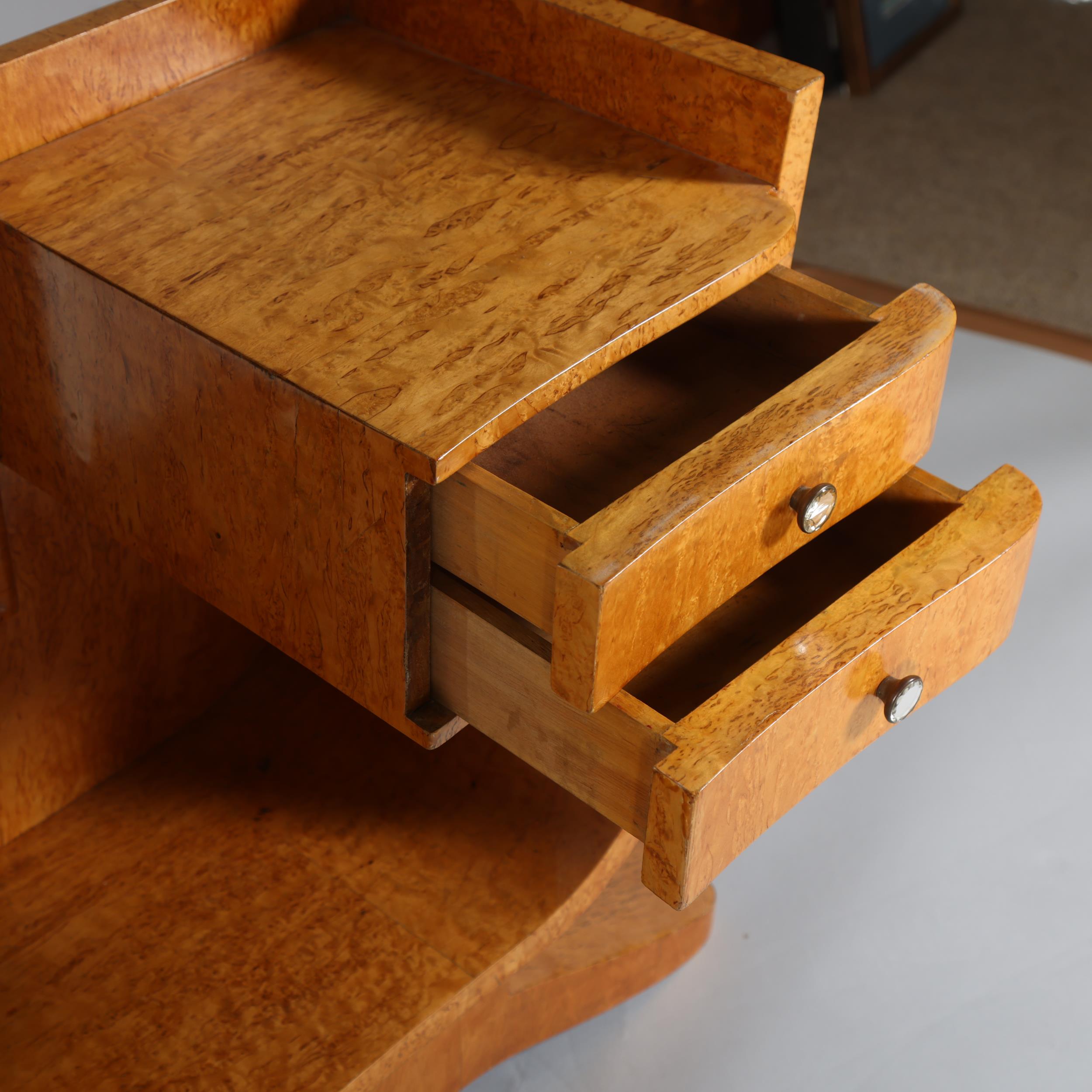 Art Deco birdseye maple cheval mirror/dressing stand, with 2 small fitted drawers, width 109cm, - Image 3 of 6