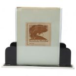 Art Deco two-colour perspex/glass standing photo frame, height 26cm Good original condition