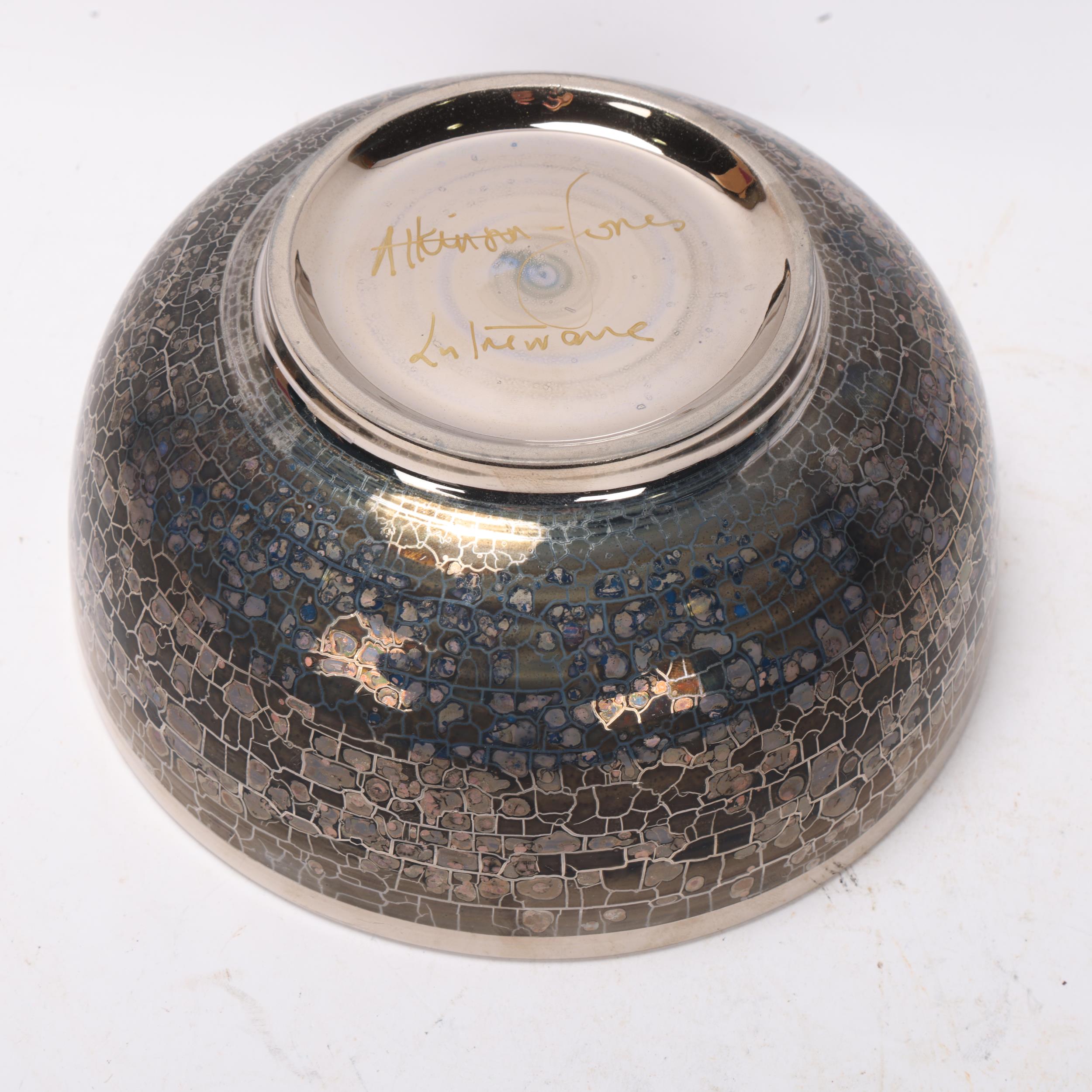 CAROLINE & STEPHEN ATKINSON-JONES, a slip-cast fruit bowl, with silver lustre glaze, signed to base, - Image 2 of 3