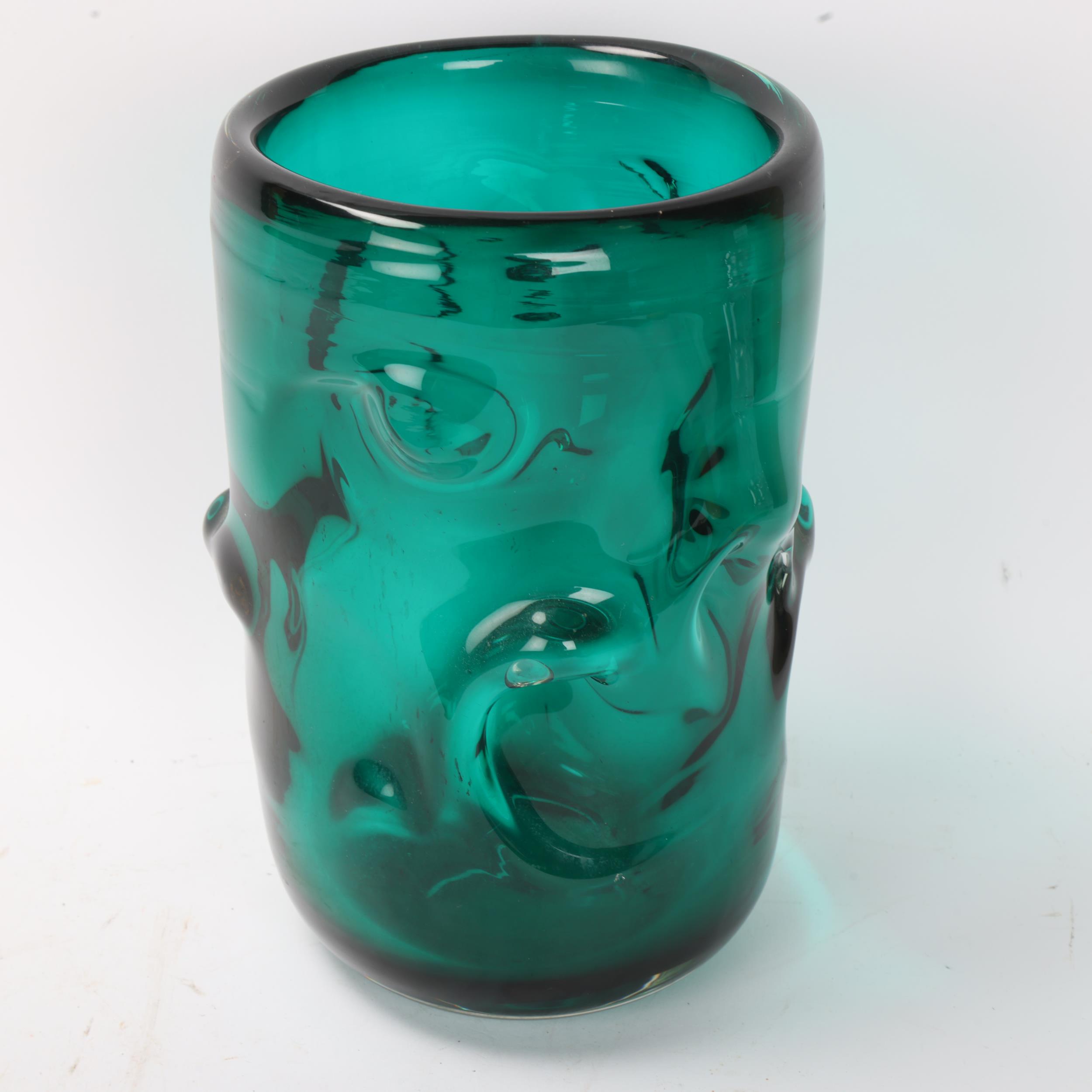 MARK PARRISH for Whitefriars, and green glass knobbly vase, height 23.5cm Good condition, some - Image 2 of 3