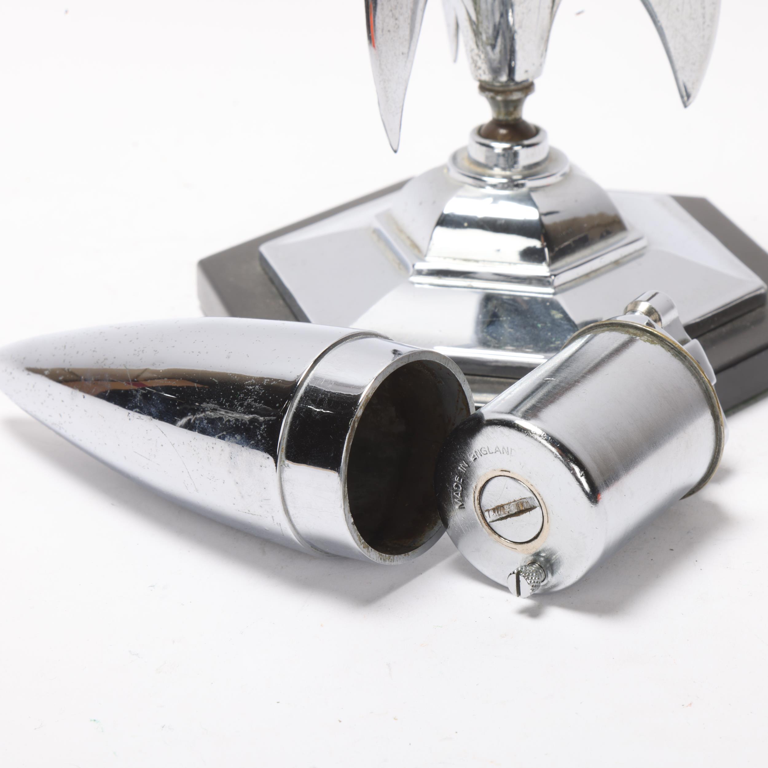 Art Deco chrome rocket table lighter, mounted on a ball joint, with removeable tip, no maker's - Bild 3 aus 3