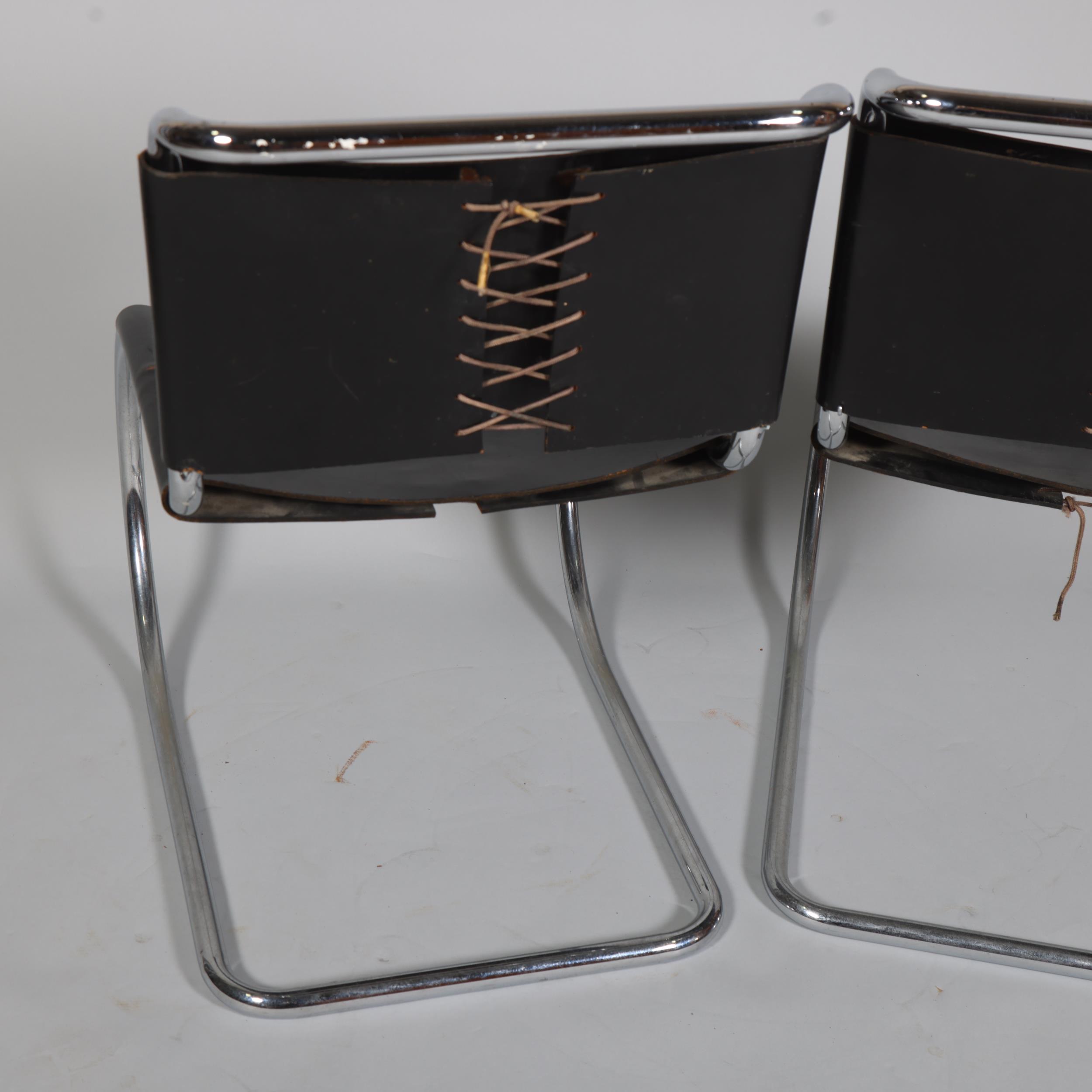 MIES VAN DER ROHE for KNOLL - an early pair of MR10 cantilever tubular steel side chairs with - Image 3 of 5