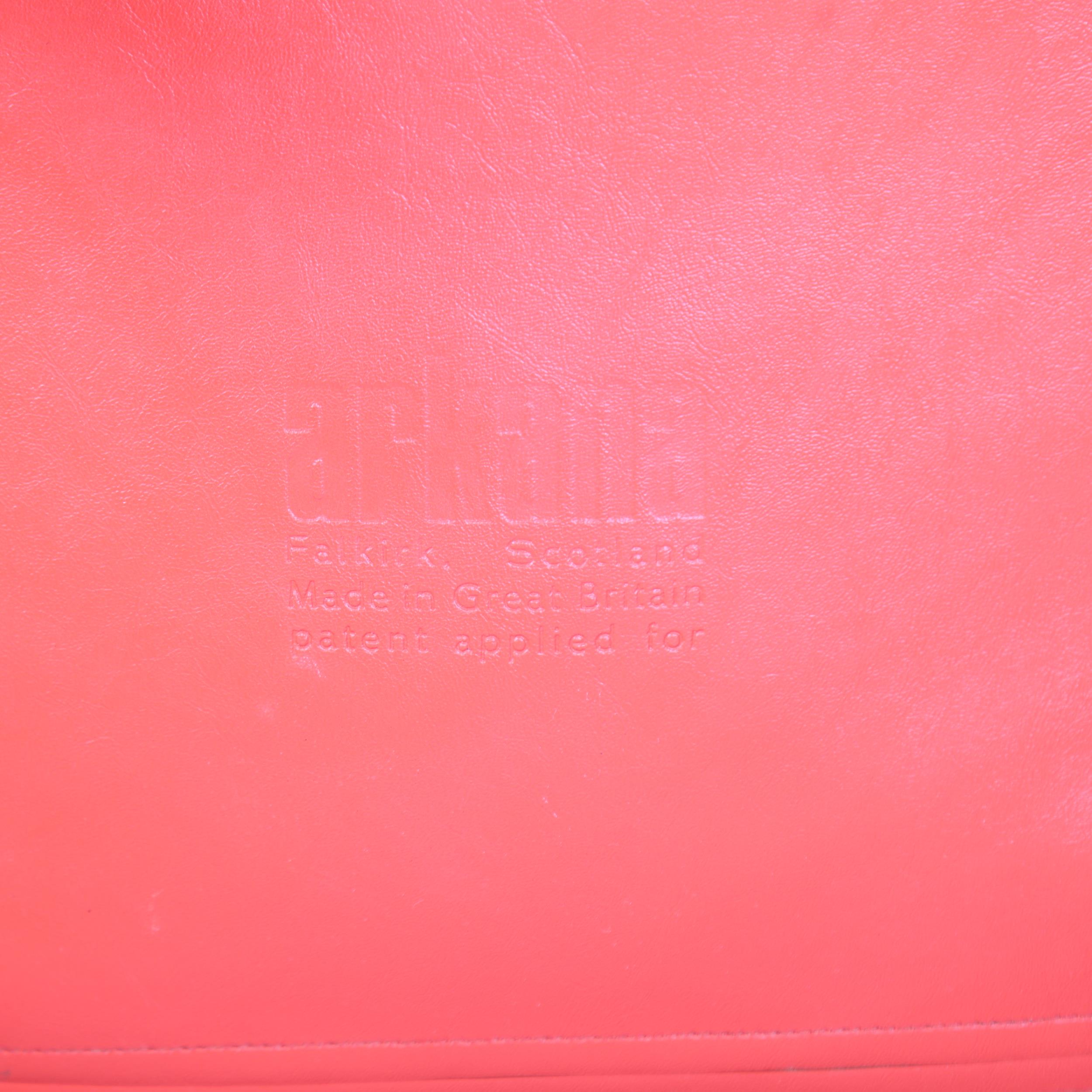 MAURICE BURKE for Arkana, a mid 20th century safari chair, red faux leather upholstery with hardwood - Image 3 of 4