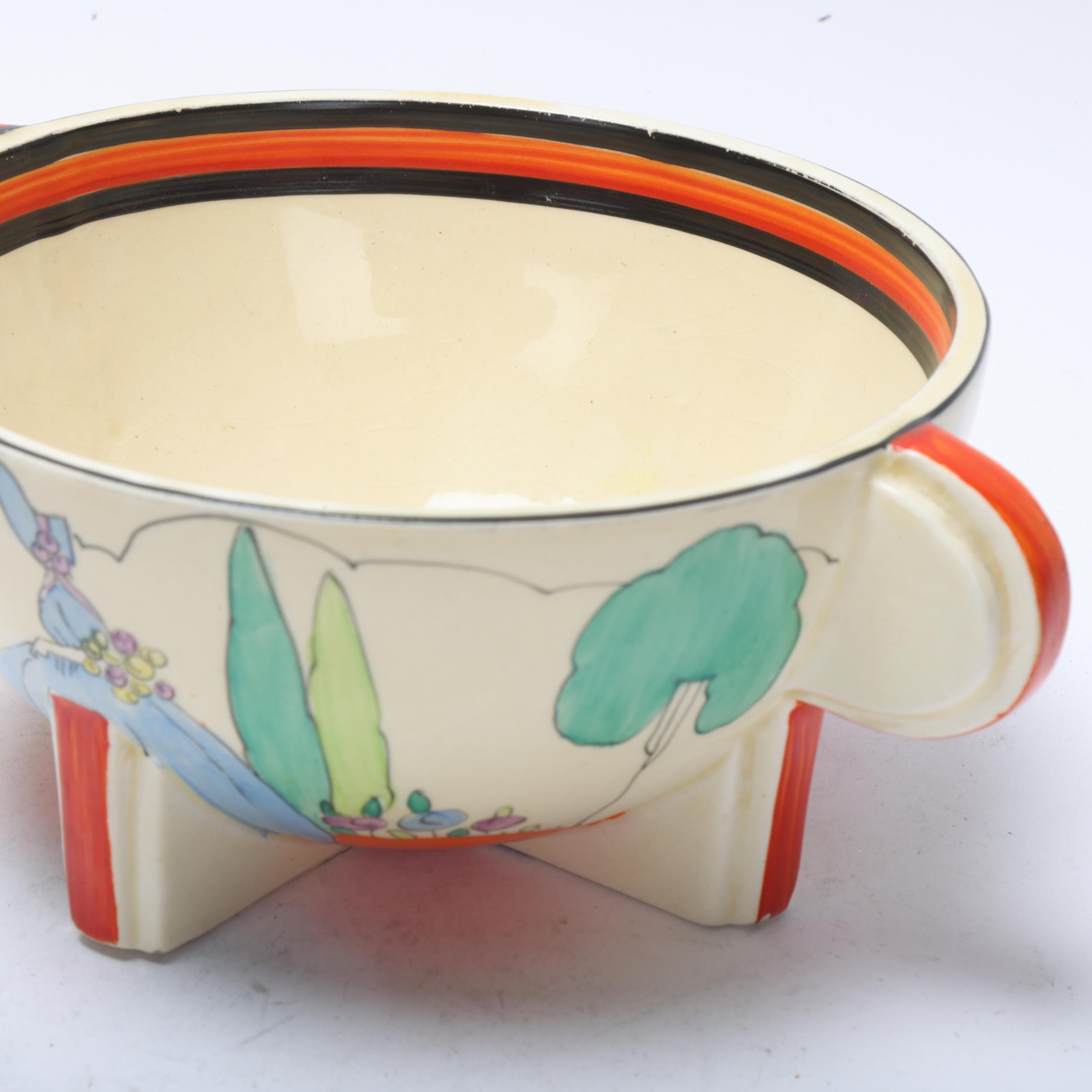 Clarice Cliff Idyll 2-handled bowl, circa 1935, diameter excluding handles 14.5cm Good condition, no - Image 3 of 3