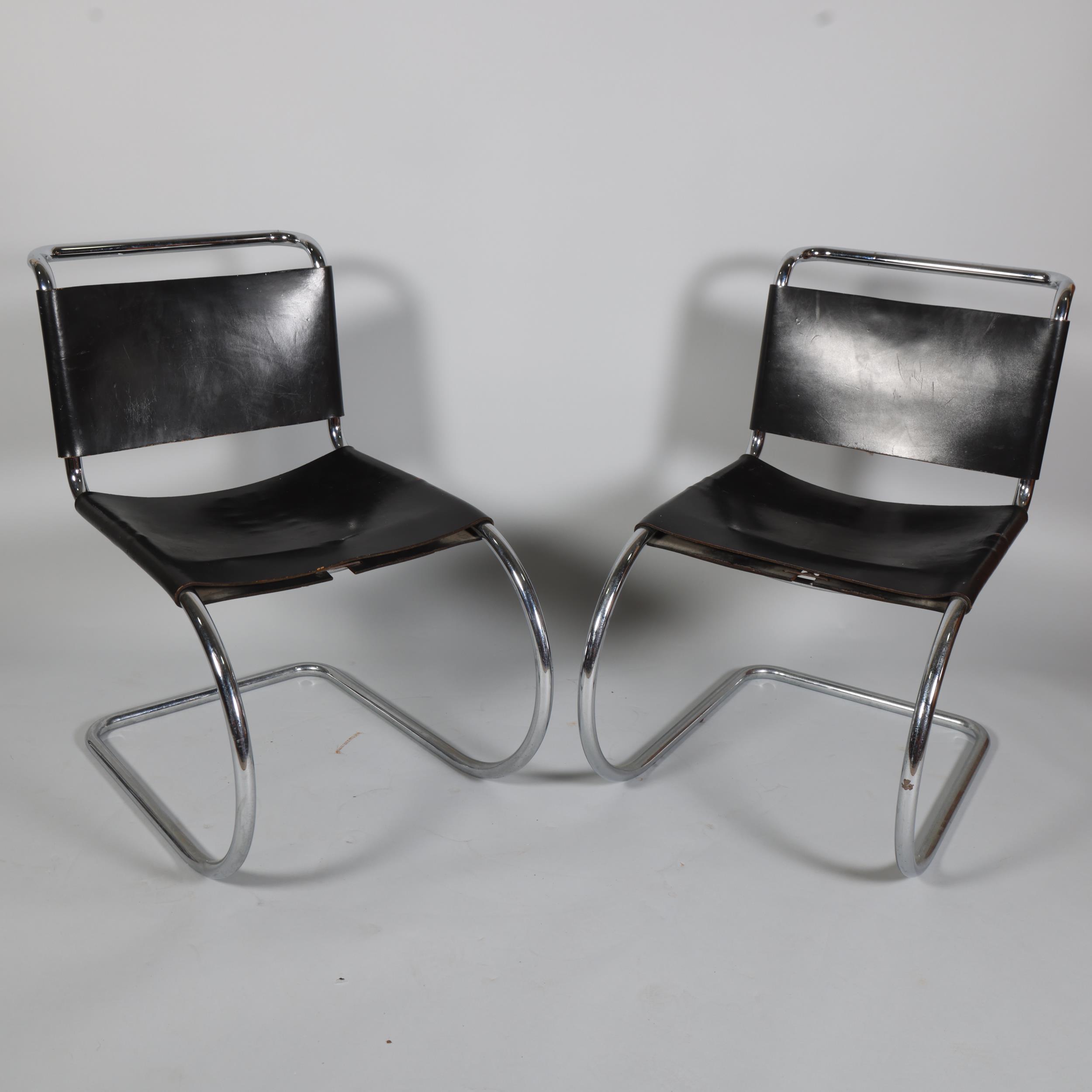 MIES VAN DER ROHE for KNOLL - an early pair of MR10 cantilever tubular steel side chairs with