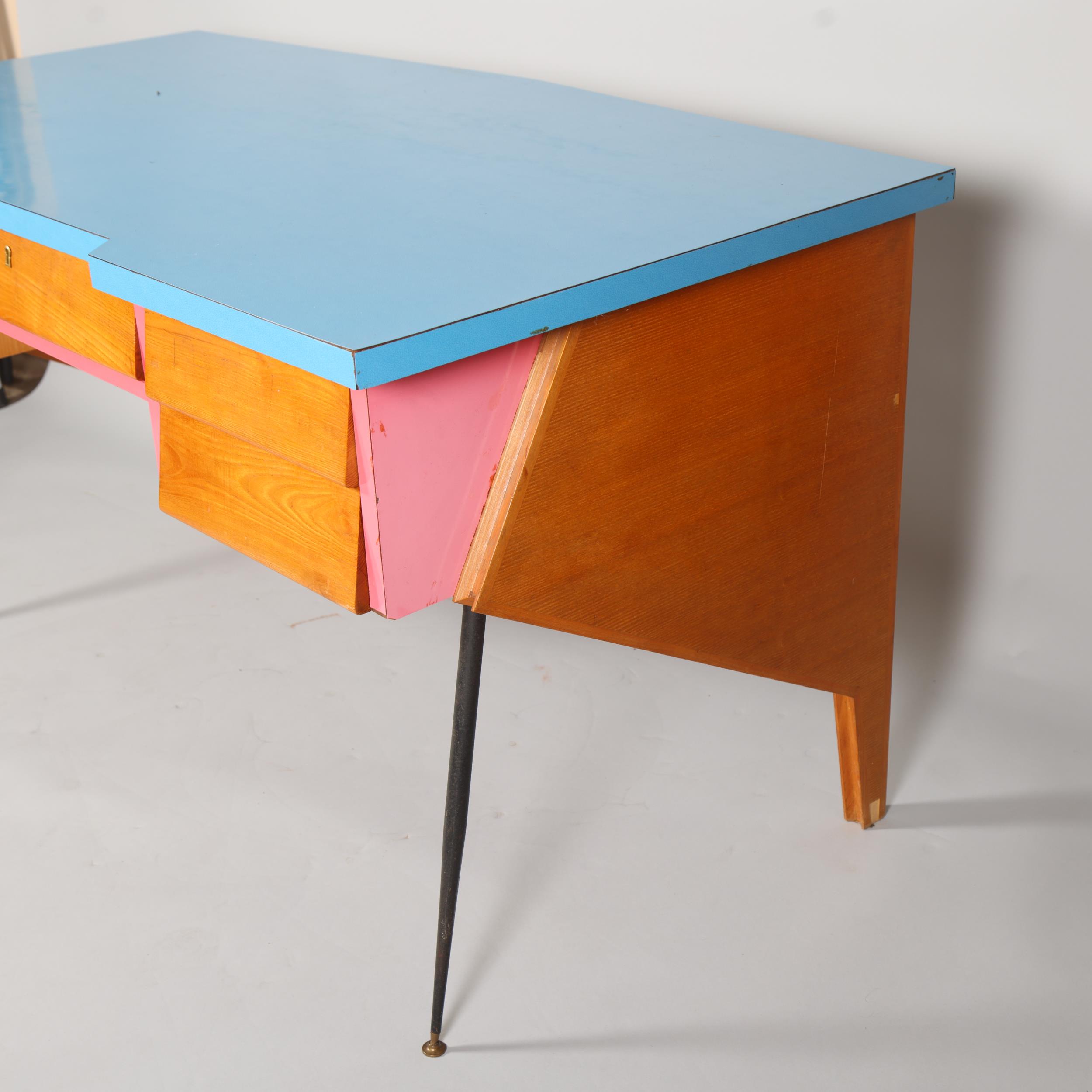 A mid 20th century Thonet desk, with beech ply body, pine fronted drawers with solid beech interior, - Image 2 of 7