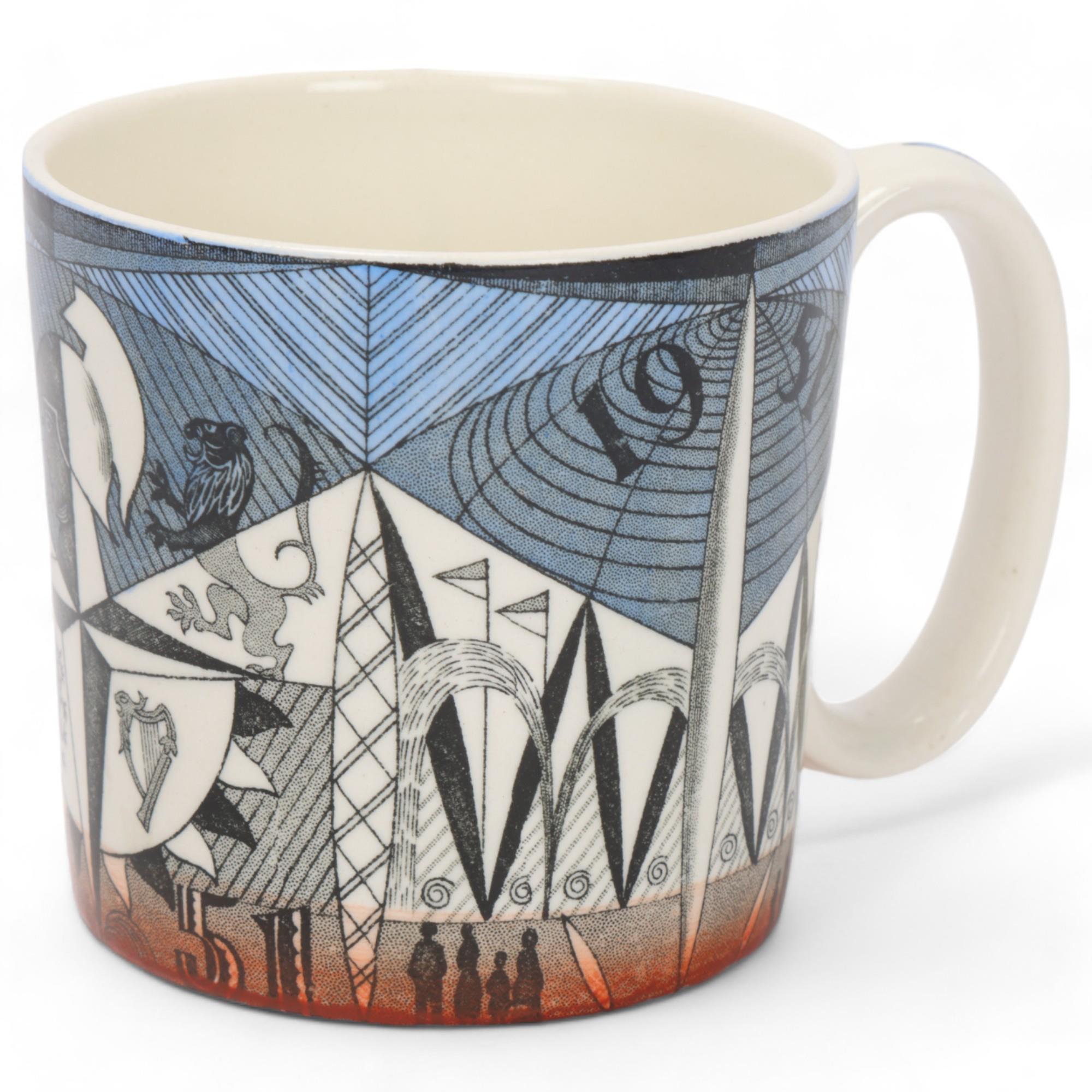 NORMAN MAKINSON (1921-2010) for Wedgwood, a 1951 'Festival of Britain' mug, printed and painted with