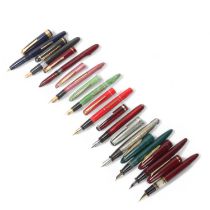 11 vintage lever-fill and piston fountain pens, including models by Imperial, Global-Star,