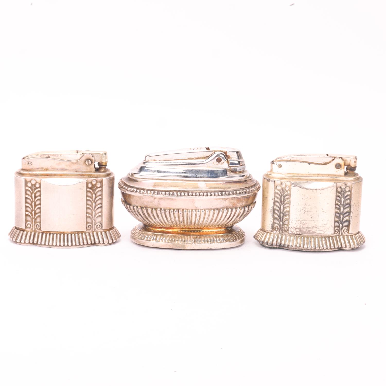 3 vintage Ronson silver plated table lighters, 2 "Diana" models and 1 other Both Diana models appear - Image 2 of 4