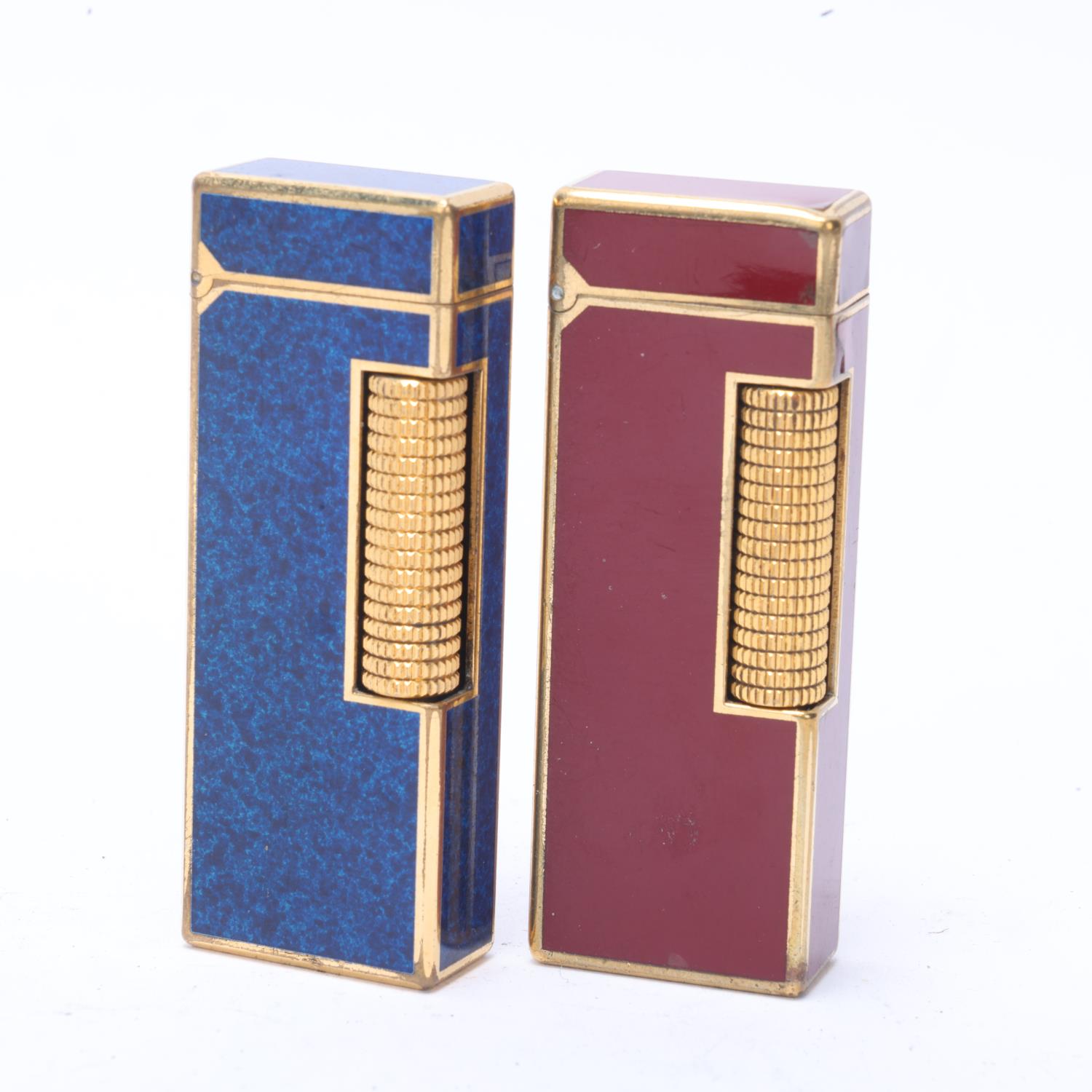 2 vintage Dunhill Rollagas lighters, gold plated and lacquer bodies, makers marks to base, length - Image 4 of 4