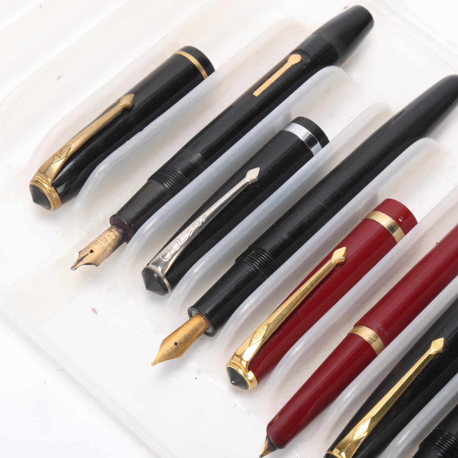 6 vintage Conway Stewart fountain pens, including Model 150, "Relief" No12 lever fill, red 106, - Image 3 of 4