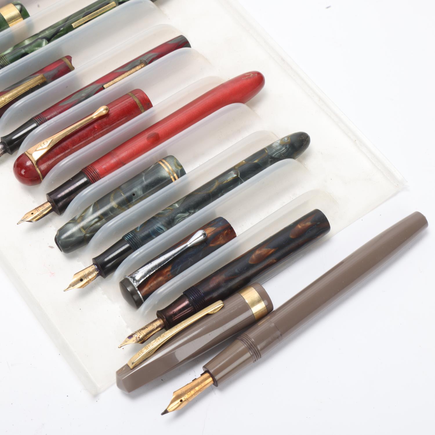 13 vintage Burnham fountain pens, including models, No65, No44, No50, No60, most with 14ct nibs Most - Image 2 of 4