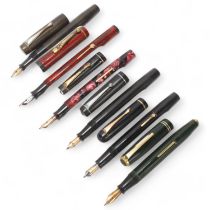 6 vintage lever fill fountain pens, Leman, 4 Summit and a Relief No2L All in complete untested