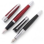 A Cross Bailey fountain pen, with 18K M nib and red body with converter, card box, together with a